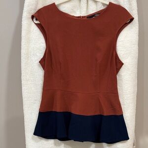 Sugarlips Rust and Navy Peplum Blouse